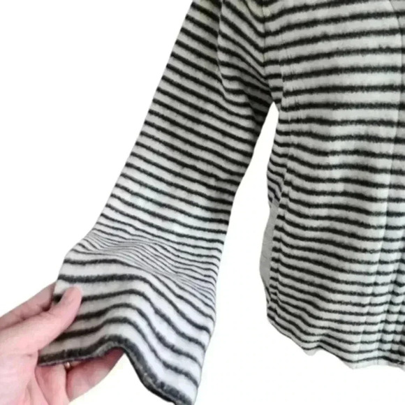 DOLAN by Anthropologie Moto Jacket  Brushed Fleece Grey White Stripe Women's Med - Picture 6 of 11